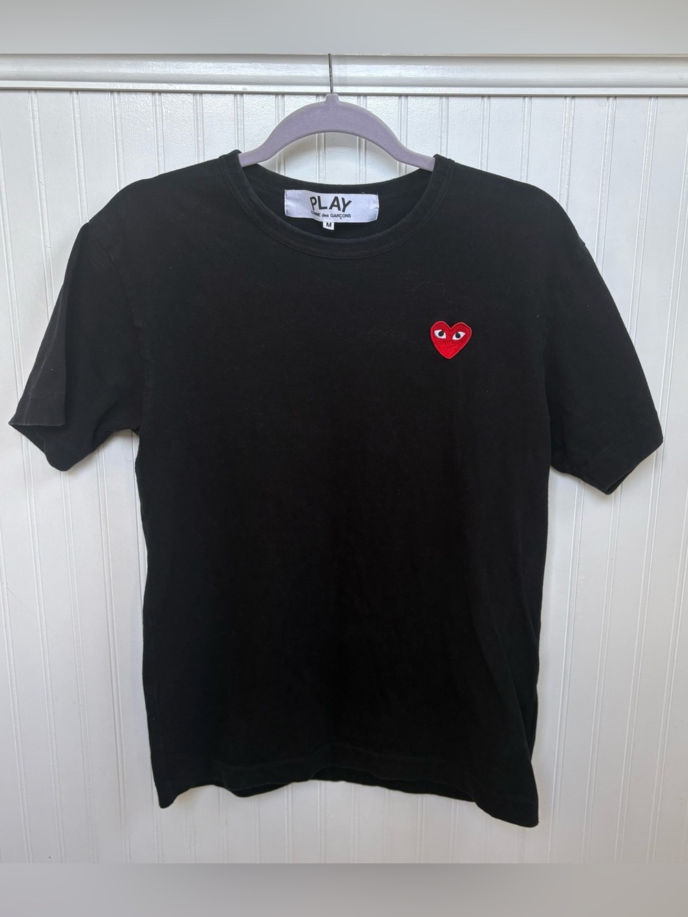 Comme des Garcons PLAY Men’s Medium Black T-Shirt Red Heart Logo Made in Japan